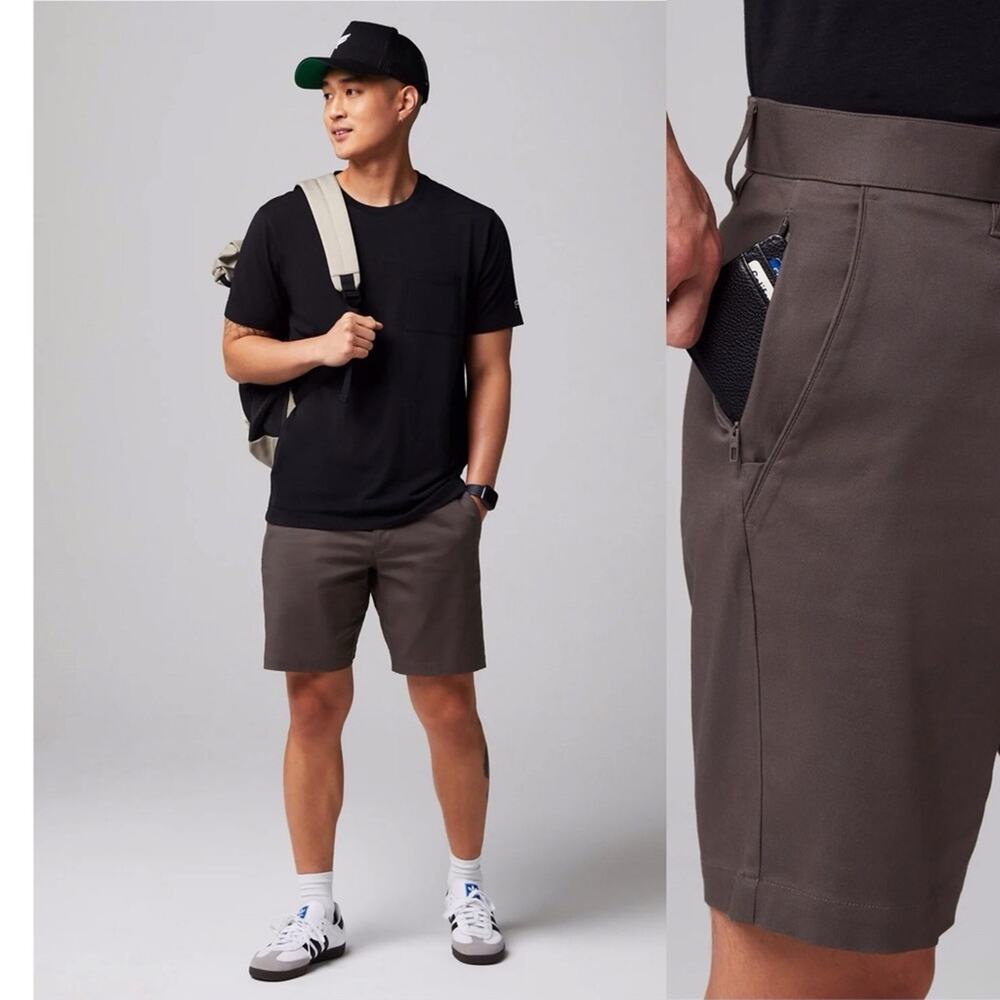 NWT Fabletics The High Side Chino Short Men’s Taupe Slate Sz 31